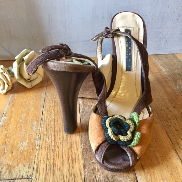 Laundry by Shelli Segal VTG Suede Retro Peep Toe 8 - Picture 5 of 6